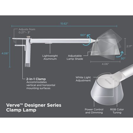 Black & Decker LED Clamp Light, Fits Shelves, Cubicles & Headboards, True White LED + 16M RGB Colors LED2100-CL